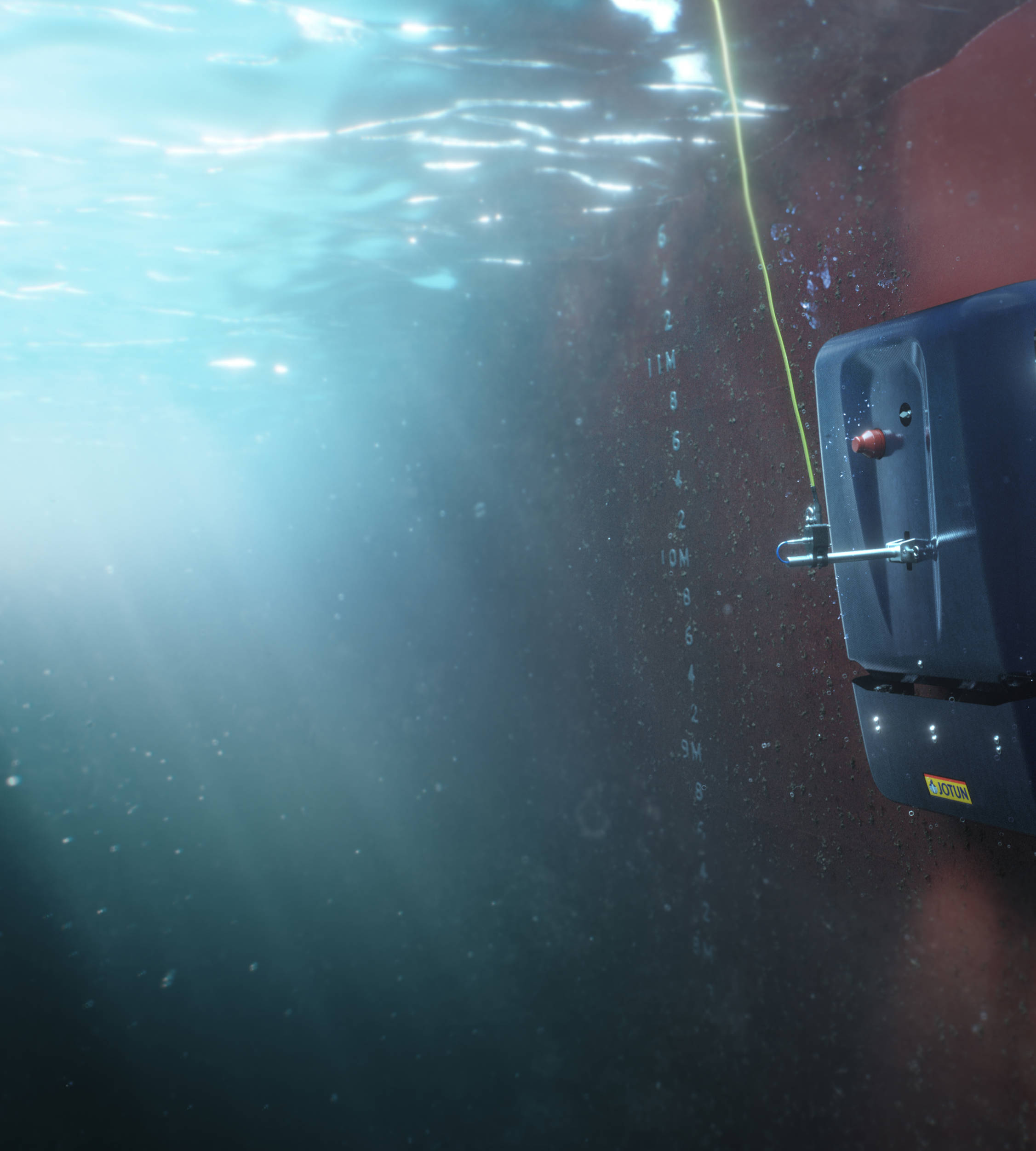 Jotun's HullSkater robot cleaning a ship hull below water