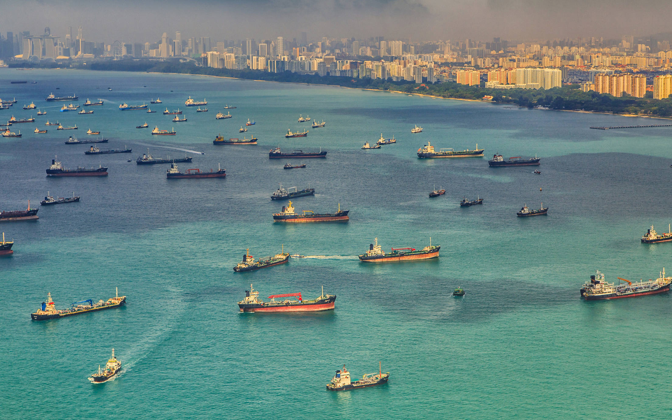 Several vessels at sea