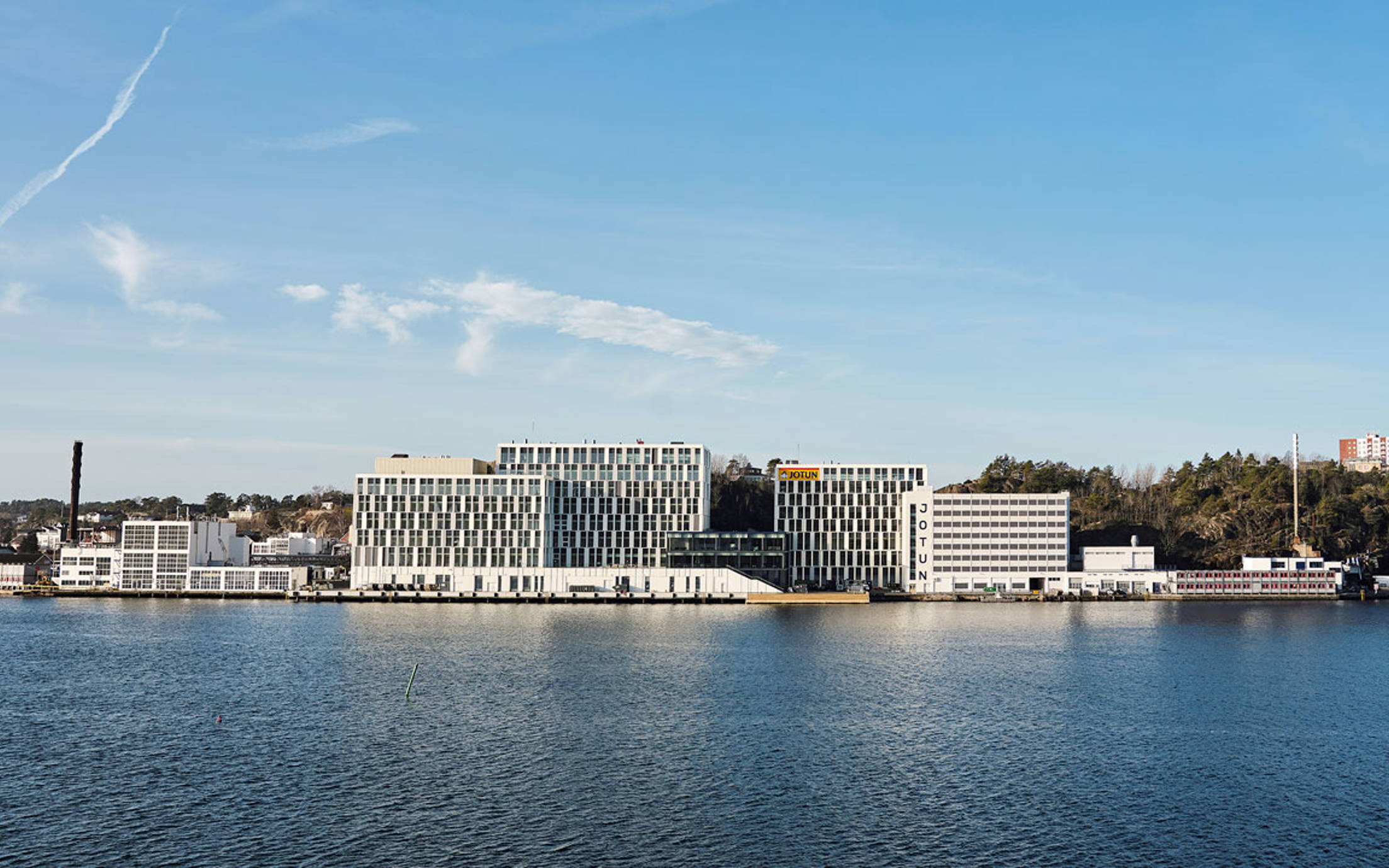 Jotun HQ and R&D centre in Norway view from the sea