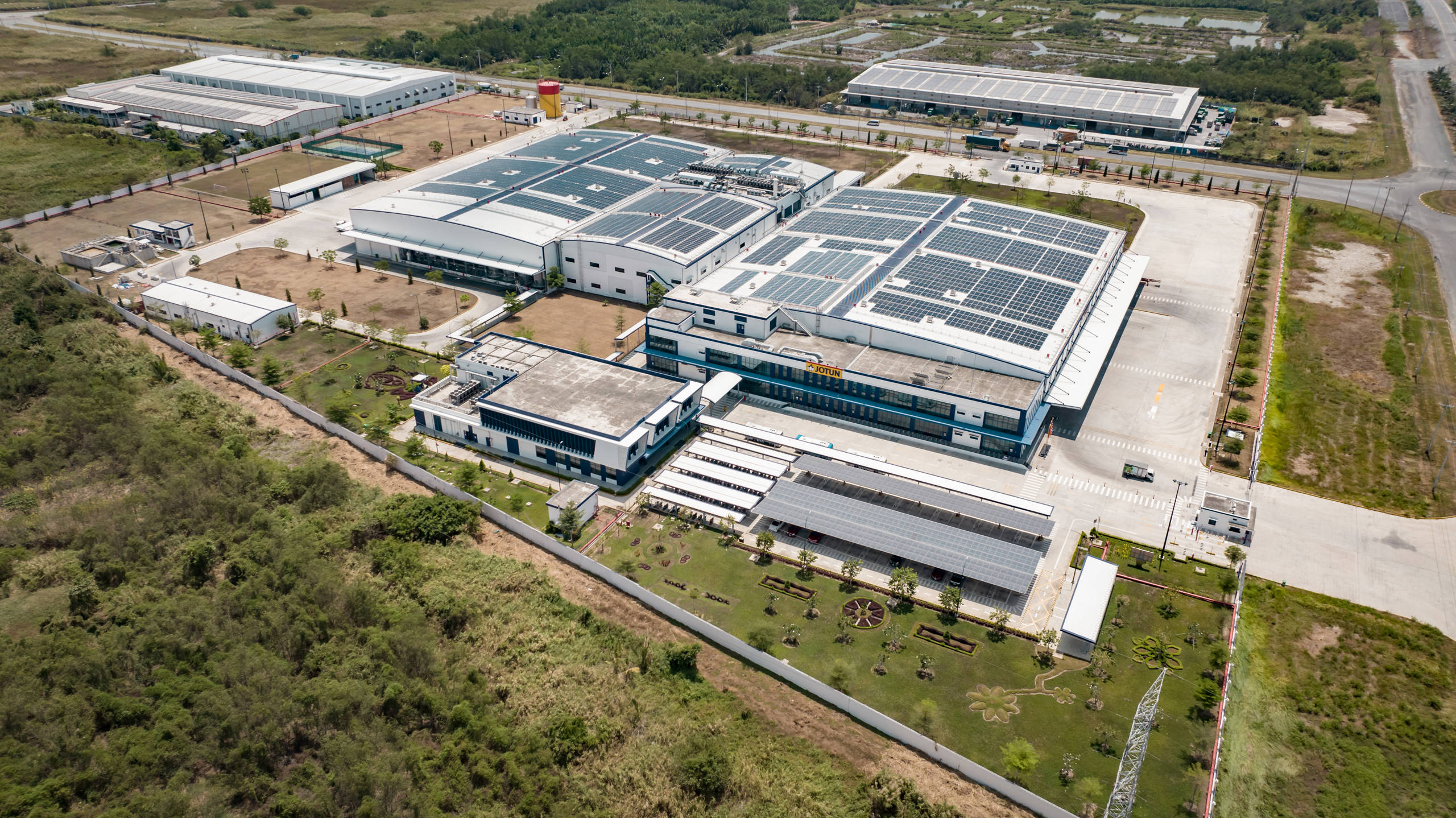 Solar power installation on the factory rooftop in Vietnam